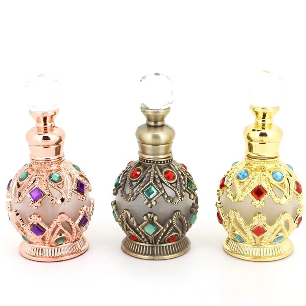 Vintage Parfümflasche Aus Glas & Metall - Gold, 14,2 G, Dekorativ & Nachfüllbar Für ätherische Öle