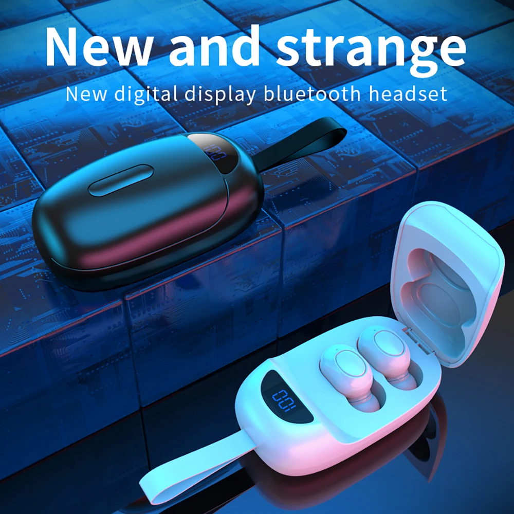 2020 New Bluetooth Wireless Headset 5 0tws Business HD Call Headset Sports Earplug Waterproof In Ear Touch LED Display Headset