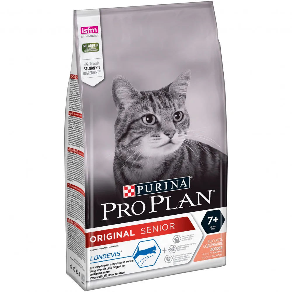 Сухой корм Purina Pro Plan для взрослых кошек старше 7 лет с лососем Пакет 1.5 кг|Кошачий