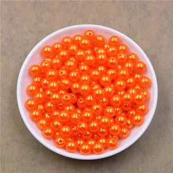 Elegant Round Pearl Beads for DIY Jewelry Crafting - Assorted Sizes (Orange)