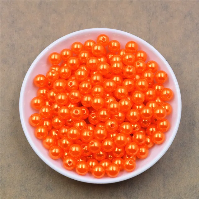 50-400Pcs/bag With Hole ABS Imitation Pearl Bead 4/6/8/10/12MM Round Plastic Acrylic Spacer Bead for DIY Jewelry Making Findings Orange