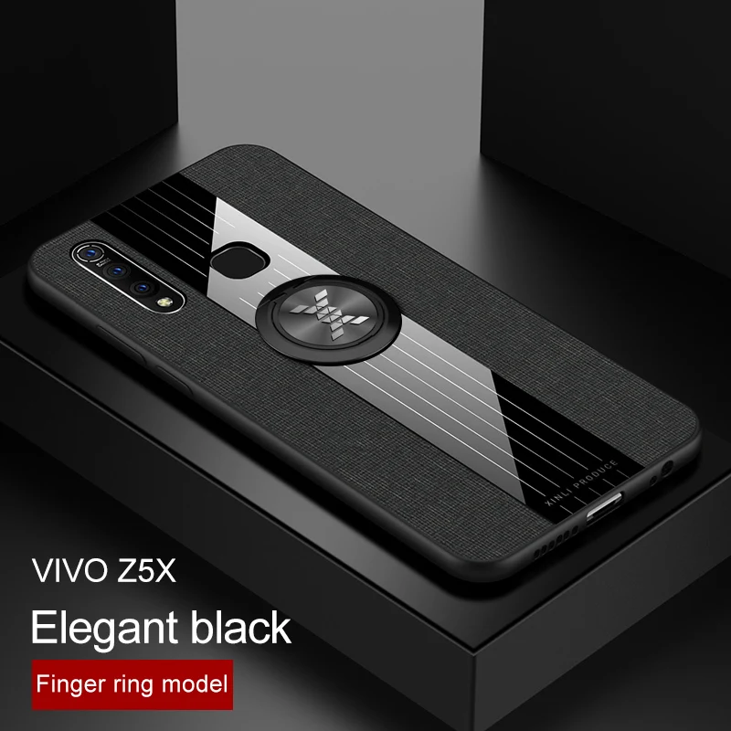 KONSMART чехол роскошное кольцо на палец крышка для Vivo V17 Neo Z5X Z5 Z1 Pro S1 Y17 Y15 Y12 благородный противоударный защитный чехол Корпус - Цвет: Black