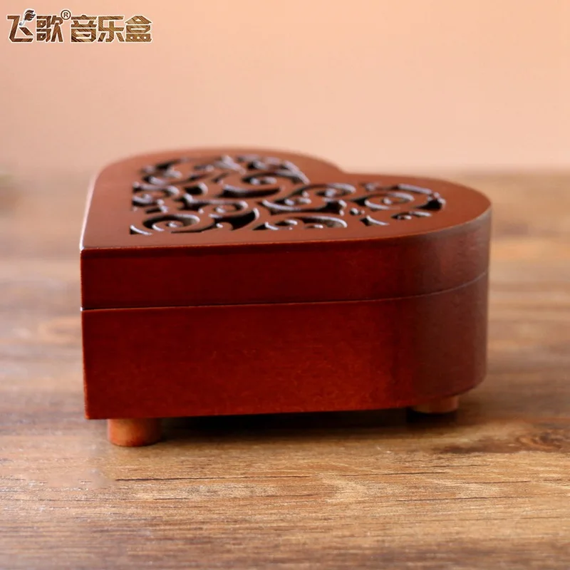 Diy Hand Made Retro Heart-shaped Wind Up Music Box Wooden Music Box Sky City Canon Music Box Creative Birthday Gift 5
