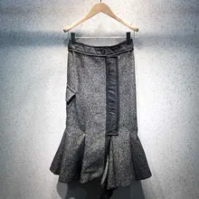 Новая женская мода сексуальный рыбий хвост шерсть Высокая талия сумка бедра юбка 1015