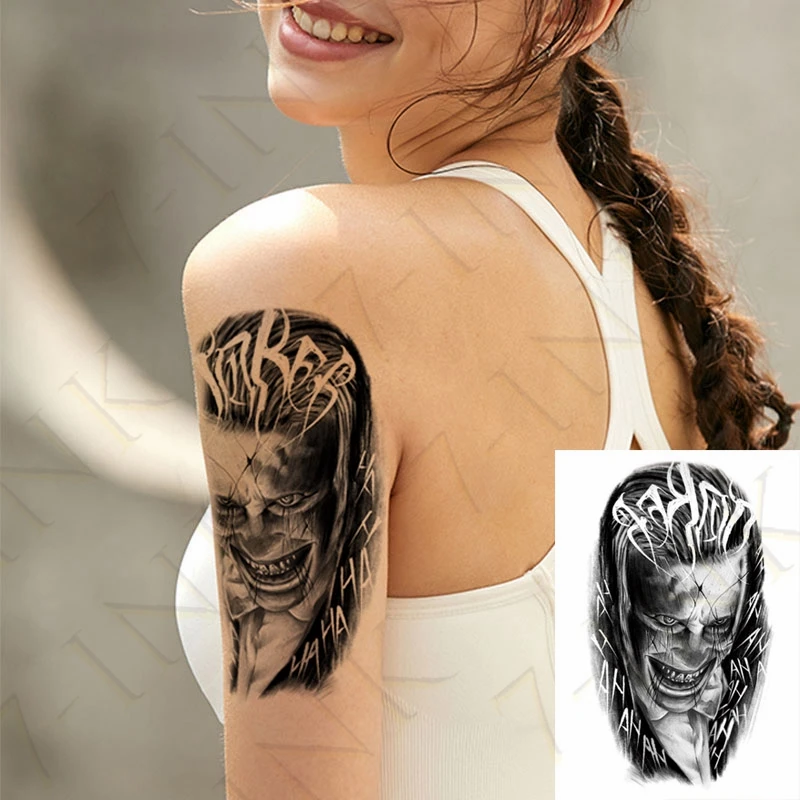 

Waterproof Temporary Tattoo Sticker Clown Rose Butterfly Dragonfly Fake Tatto Flash Tatoo Back Leg Arm Art for Women Men