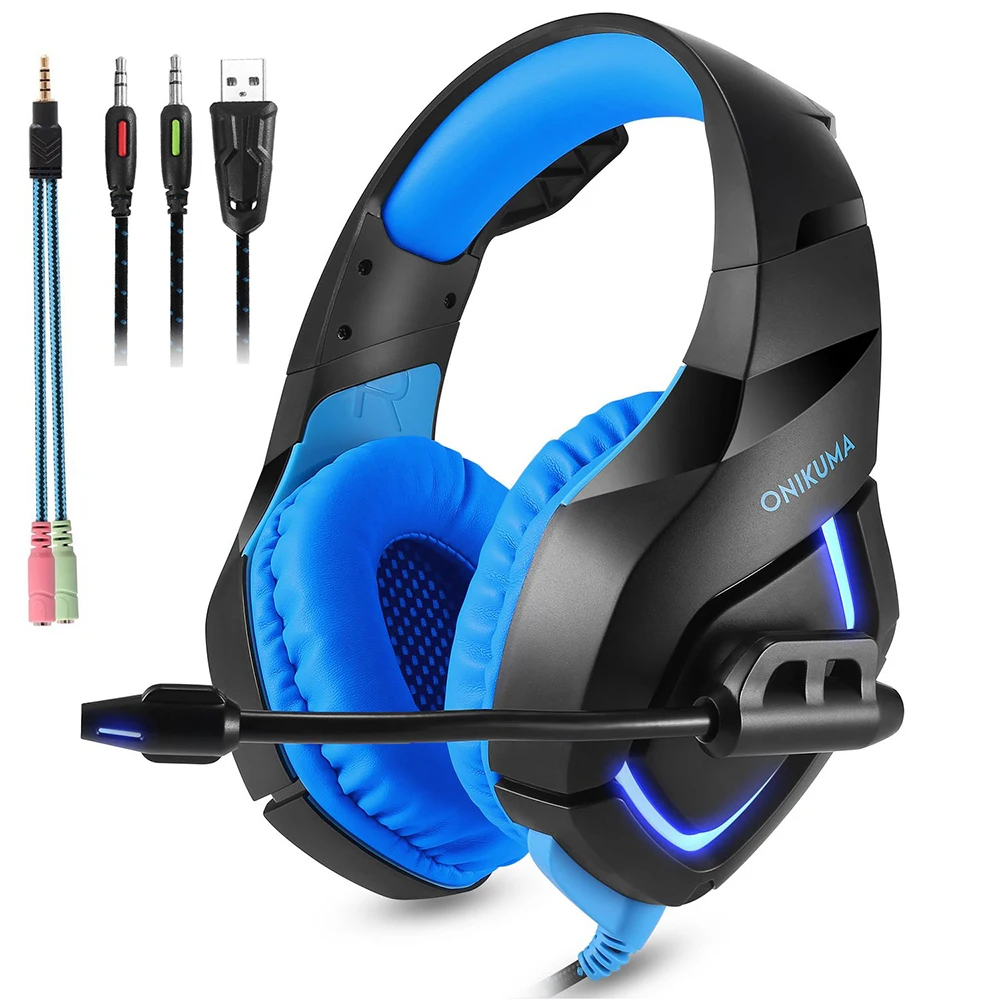 K1-B Blue LED Light K9 Проводная гарнитура для PS4 Для xbox Super Stereo Bass светодиодный светильник Игровые наушники с шумоподавлением для xbox nintendo Swicth IPhone - Цвет: K1-B Blue LED Light