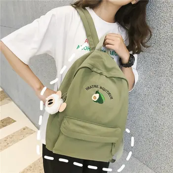 

Avocado Wool Ball Nylon Student Backpack Female High-capacity College Wind School Bag Sports Outdoor Travel Bag Mochilas