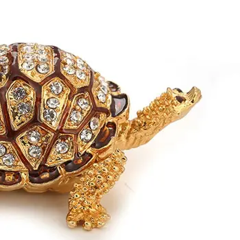 

Diamond Turtles Hinged Trinket Box Hand-Painted Animal Figurine Collectible N0HE