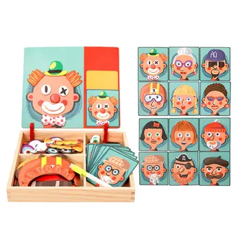 

Wooden Magnetic Puzzle Toys Children 3D Puzzle Figure Animals Drawing Board Learning Wood Toys for Kids