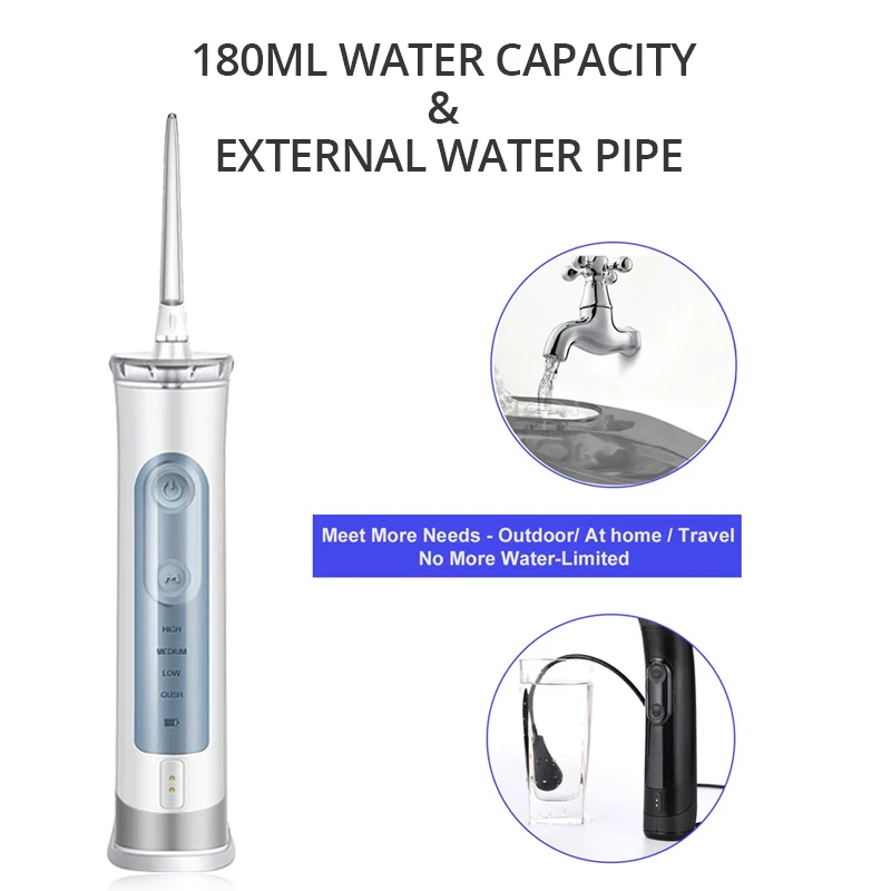 Компактный ороситель для полости рта сильнодействующий эффективный водный Flosser 120PSI IPX7 водонепроницаемый USB Перезаряжаемый Стоматологический Ирригатор уход за зубами