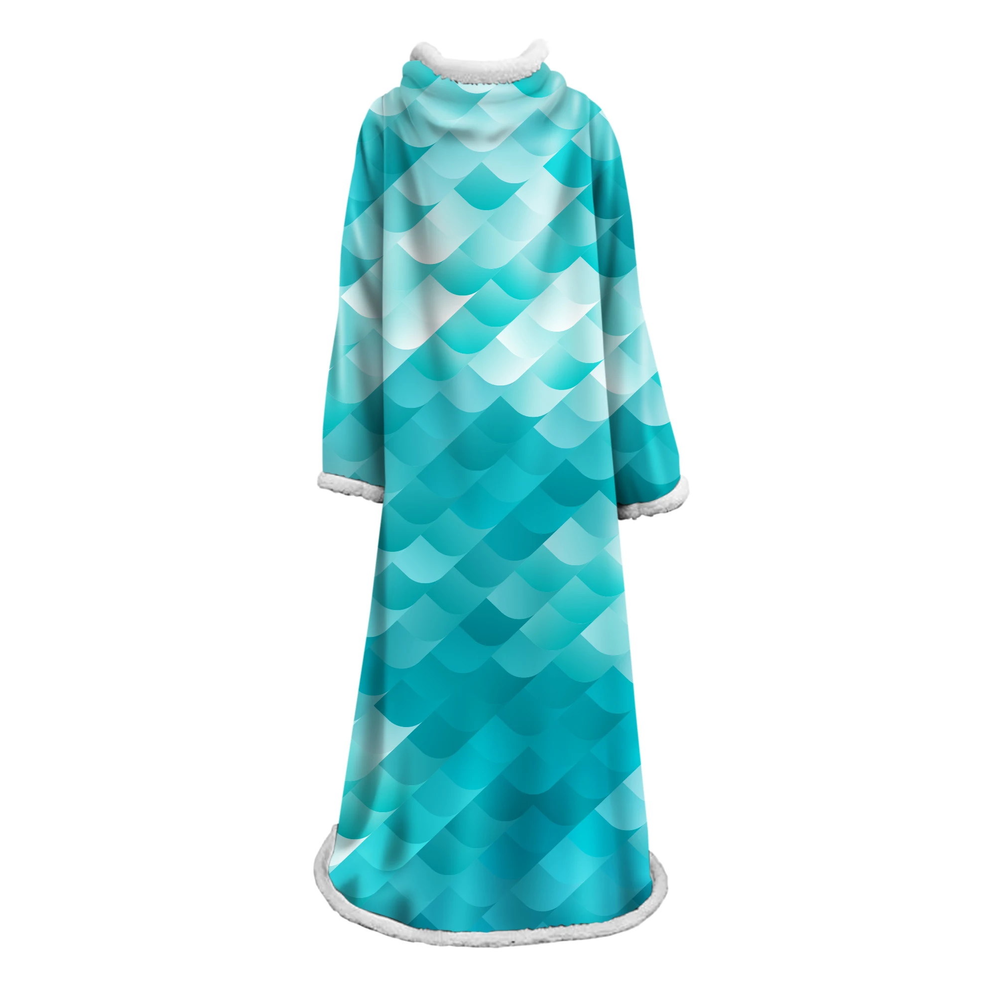 Цветные рыбьи чешуи супер мягкие удобные теплые плюшевые пледы с рукавами ТВ одеяло обёрточная бумага халат чехол для кресла дивана BS7 - Цвет: 3