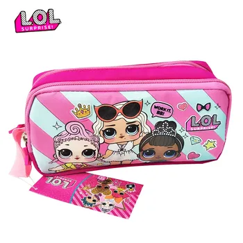 

LOL Surprise lol Dolls Pencil case double-layer Cute cartoon bag lol original doll student school supplies toys for children