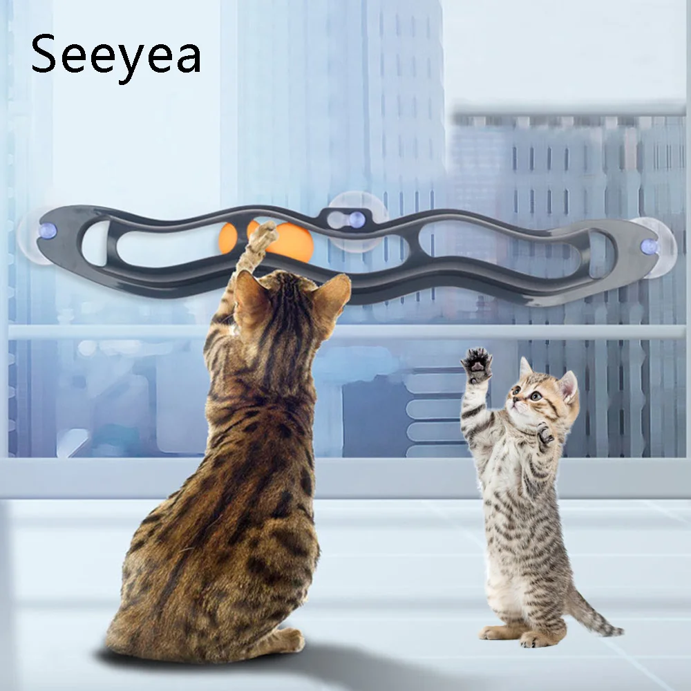 

Pet Cat Ball Educational Toys Interactive Fairway Window Sucker Toy Track Ball Catcher Cat Pet Products Kitten Toys Pet Supplies