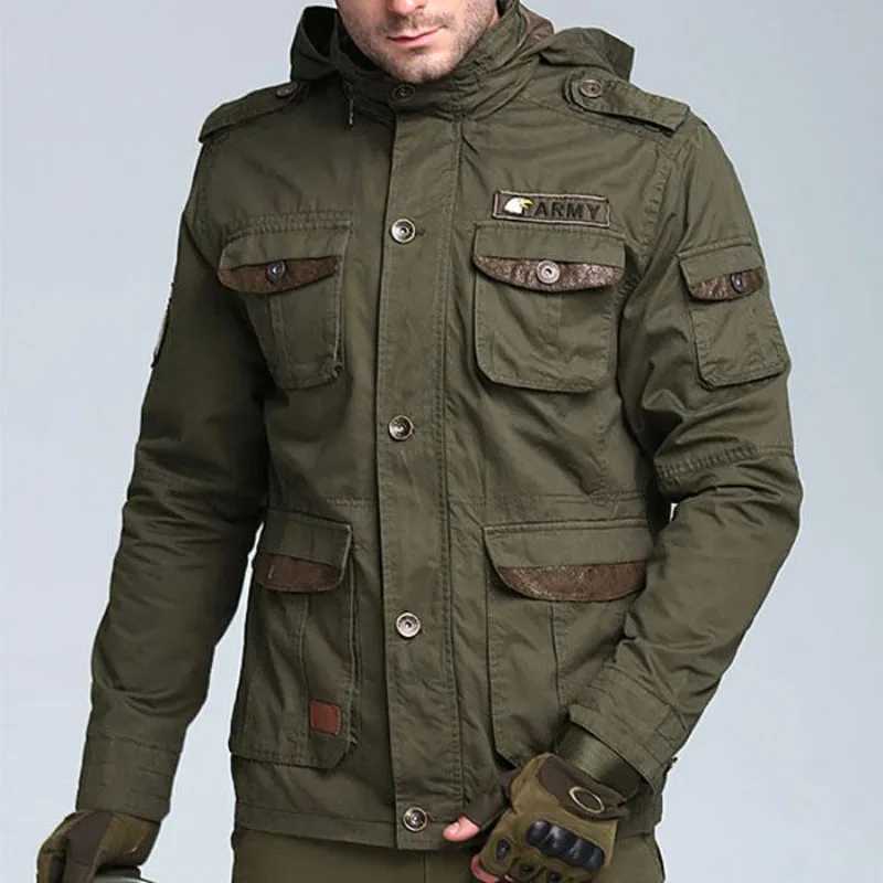 Airborne Series Multi-pocket Hooded Thicken Men's Jacket  2021 Top Winter Mens Clothing men of war assault squad 2 airborne pc