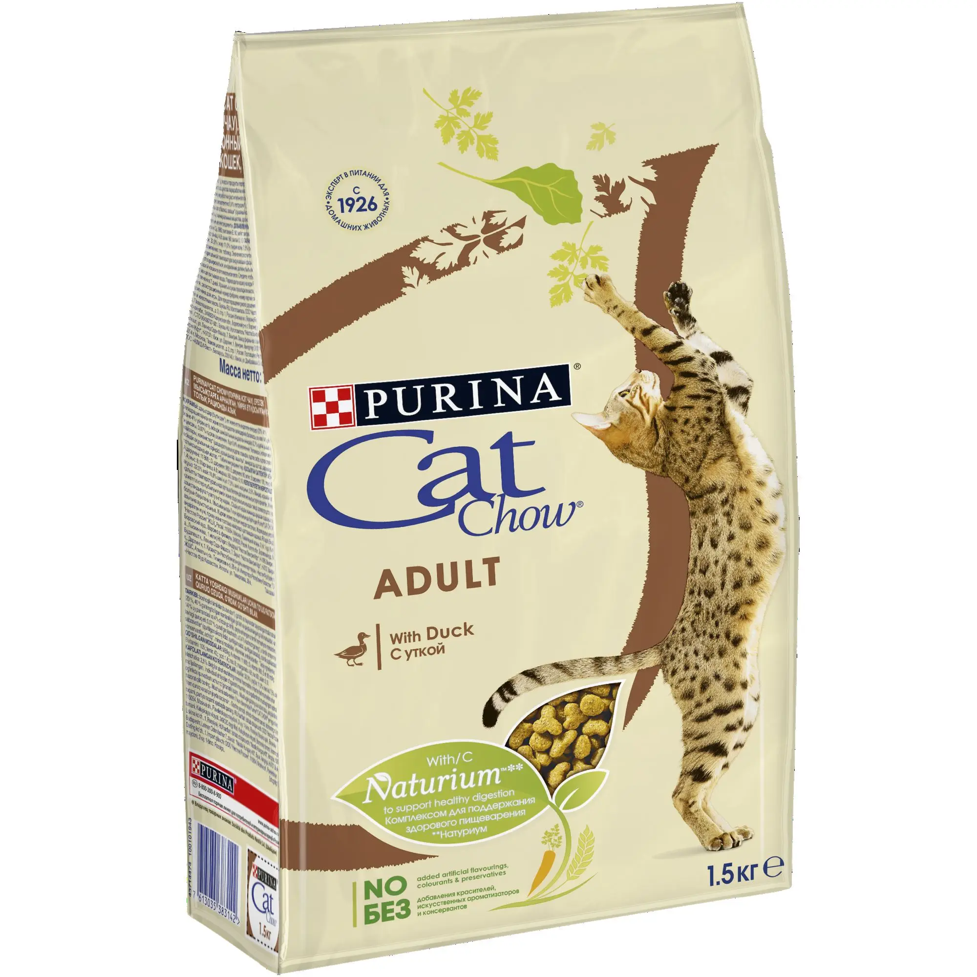 Сухой корм Cat Chow для взрослых кошек с уткой Пакет 1 5 кг | Дом и сад