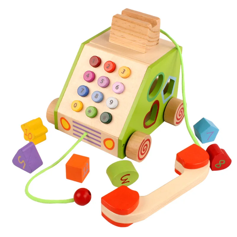 Новые деревянные ретро моделирование в форме телефона цифровые Обучающие блоки Детские обучающие игрушки для детей телефон ролевые игры головоломка игрушка