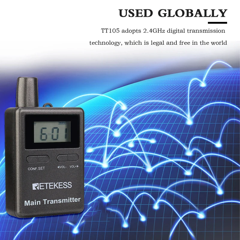 Retekess TT105 2.4GHz Professional Wireless Tour Guide System two speakers speaking for Church Translation System Horse Riding podcast microphone