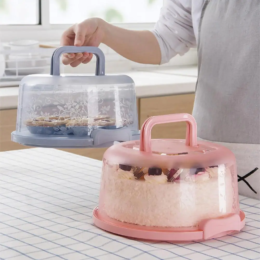 Portable Cake Storage Box Round Birthday Wedding Kitchen Baking Container Holder Cake
