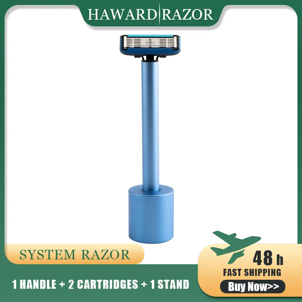 

HAWARD Shaving Razor For Men Metal Handle Manual Shaver With Six-Blade Razor System Pivoting Razor Head For Hair Removal