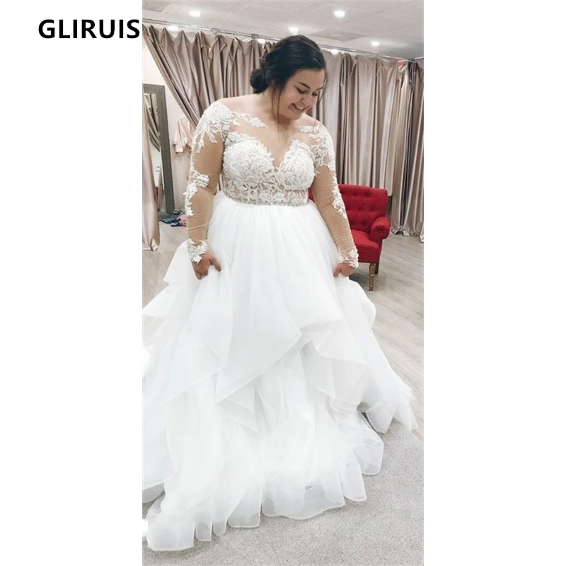 

Nobel Ball Growns Wedding Dresses Full Sleevese Soft Tulle Appliques Wedding Bridal Gowns vestido de novia BridalDress