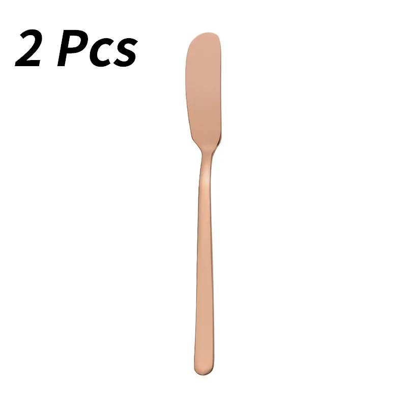2 Pcs Rose gold Нержавеющая сталь красочные масло шпатель Джем десерт сыра нож фондю терка для сыра слайсер - Цвет: 2 Pcs Rose gold