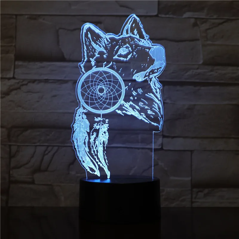 Roaring Moon Wolf 3D лампа ночник USB/батарейный светодиодный ночник лампа визуальный световой эффект подарок для подростка Прямая поставка