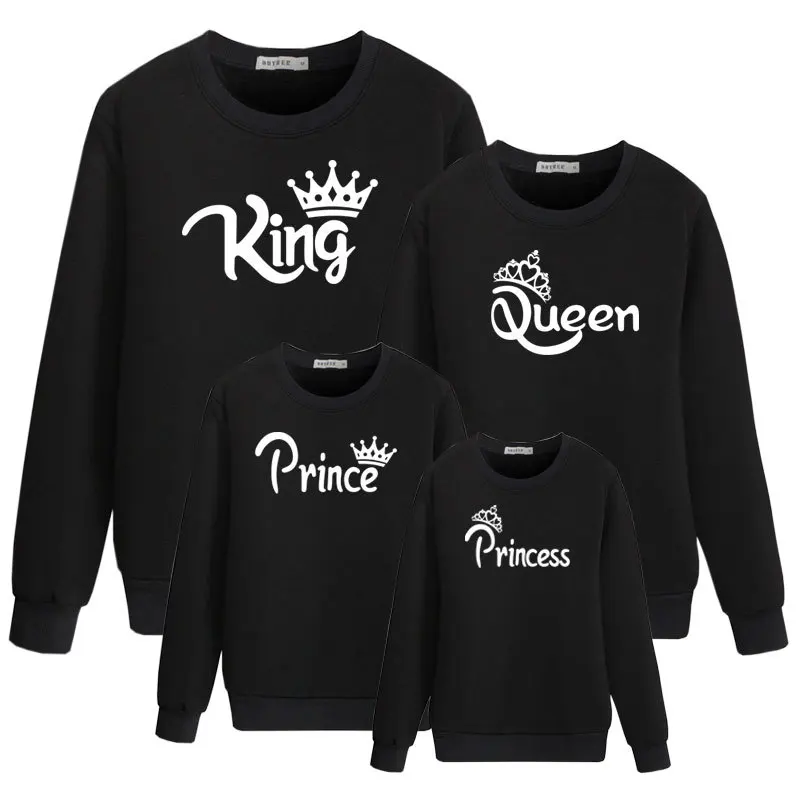 Одежда для мамы и дочки; осенне-зимний свитшот с надписью «King», «queen»; рождественские Семейные комплекты «Mommy and Me»