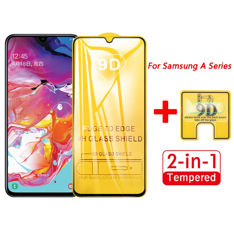 9D 2 в 1 для samsung Galaxy A70 2019 пленка объектива камеры и Защитная экрана из закаленного