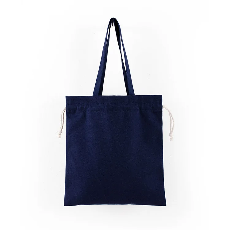 new blank portable drawstring canvas bag hot shoulder bag cotton cloth boutique tote bag large capacity shopping bag