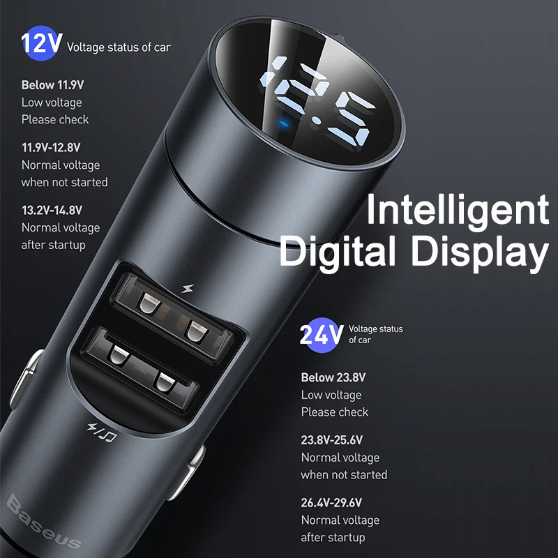 Tanie Baseus ładowarka samochodowa nadajnik modulator fm Bluetooth bezprzewodowy Audio odtwarzacz MP3 podwójna ładowarka do telefonu komórkowego USB dla iPhone Samsung