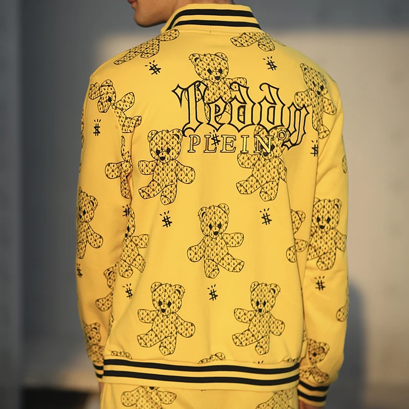 Alex Plein Teddy Bear Printing Men Sets Track Tracksuit Sports Jogging Hommen Men Fashion Clothing Streetwear Funny Cartoon New 5