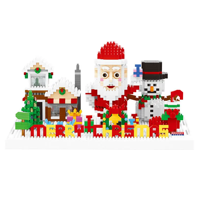

New Building Blocks Bricks Christmas Series DIY Small Particles Santa Claus Music Box Assembling Toys Blocks Toys For Kids