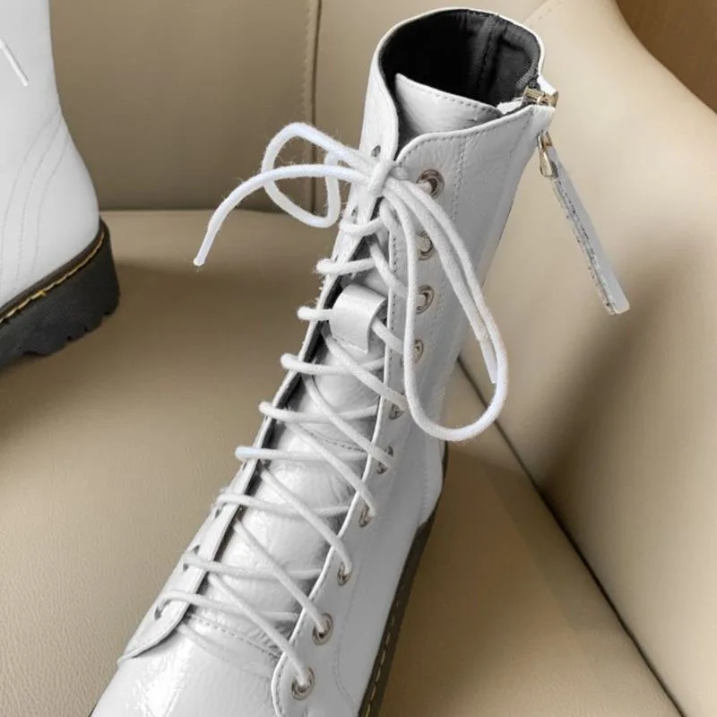Taoffen Ladies Winter Lace Up Ankle Boots Keep Warm Thick Bottom Glitter Shoes Platform Fashion Footwear Size 34-40