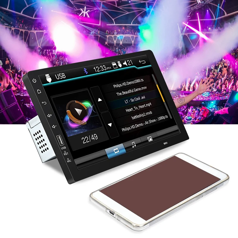 

9 Inch Press Mirrorlink Auto Audio Player 2 Din Car Radio Mp5 Player Multimedia Bluetooth Player with 12Led Camera