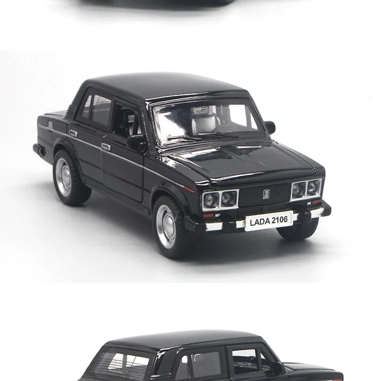 Русская Лада 2106, винтажная классическая модель автомобиля Лада из сплава, возвратный ремень, Акустооптическая коллекция имитационных украшений, детские игрушки