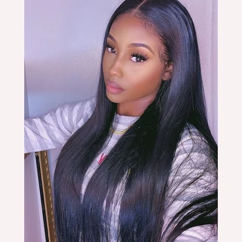 

13X6 Deep Part Long Straight Synthetic Lace Front Wigs Heat Resistant Fiber Wig with Natural Hairline Frontal Wigs