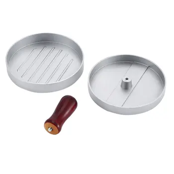 

New Homehold Single Hole Aluminum Alloy Self-Made Convenient Hamburger Quick Cutlet Press Red Plastic Handle Hamburger Press