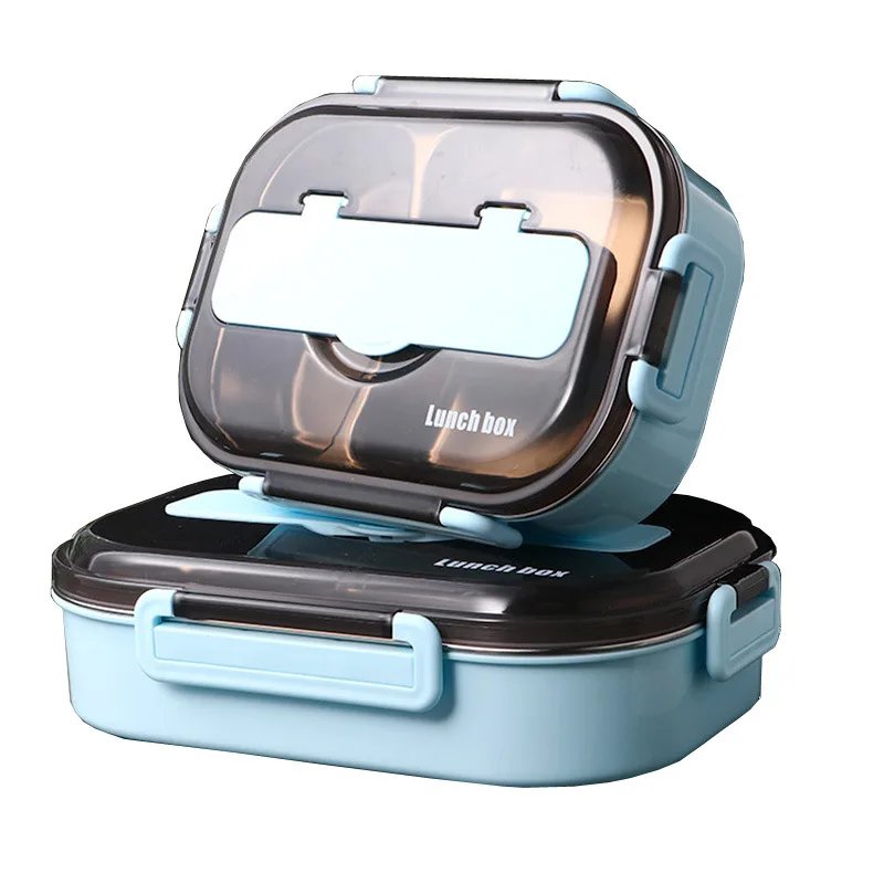 

Stainless Steel 304 Lunch Box With Spoon Leak-proof Lunch Bento Boxes Dinnerware Set Microwave Adult Children Food Container