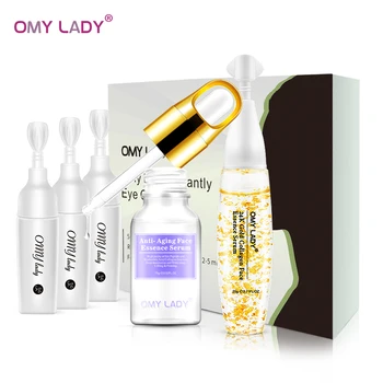 

OMY LADY 2PC Facial serum+eye serum 24k gold+Six Peptide essence collagen eye serum remove dark circles anti-pouch ageless moist