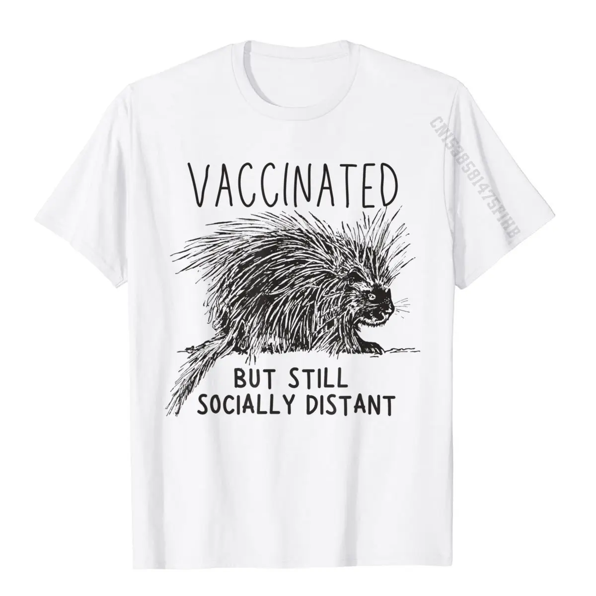 Hip hop Casual Youth T-Shirt Cheap Summer Autumn Short Sleeve O Neck 100% Cotton Tops Shirt Design Tops Shirt Wholesale Funny Porcupine over Gift Vaccinated Distancing Vaccine T-Shirt__890 white