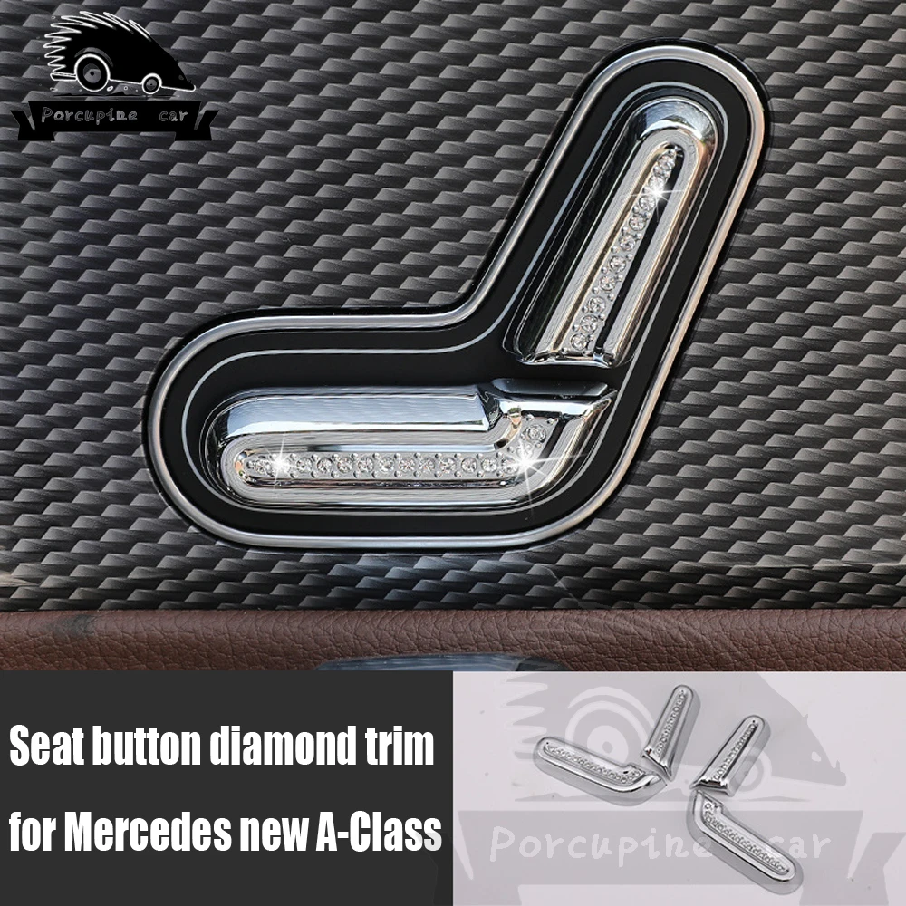 Крышка кнопки регулировки сиденья, наклейки с алмазной отделкой для Mercedes Benz A Class W177 V177 A180 A200 A220 A250+ автомобильные аксессуары