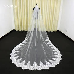 Real Photos White/Ivory Mantilla Cathedral Bridal Veil Length Lace Edge Long With Metal comb Wedding Accessories