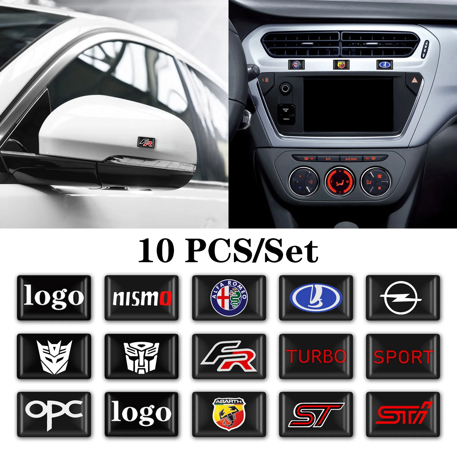 10 шт. декоративный 3d значок из эпоксидной смолы для FR BMW MINI Nismo Sport Turbo alpha ST STI KIA LADA