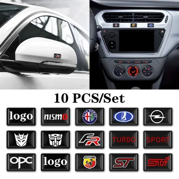 

10pcs Car styling 3D Epoxy Decorative Emblem small Decorative Badge for FR BMW MINI Nismo Sport Turbo alpha ST STI KIA LADA OPEL