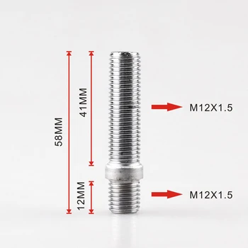 

20X Extended Wheel Stud Conversion Adapter For BMW M12*1.25-M12*1.5 58mm