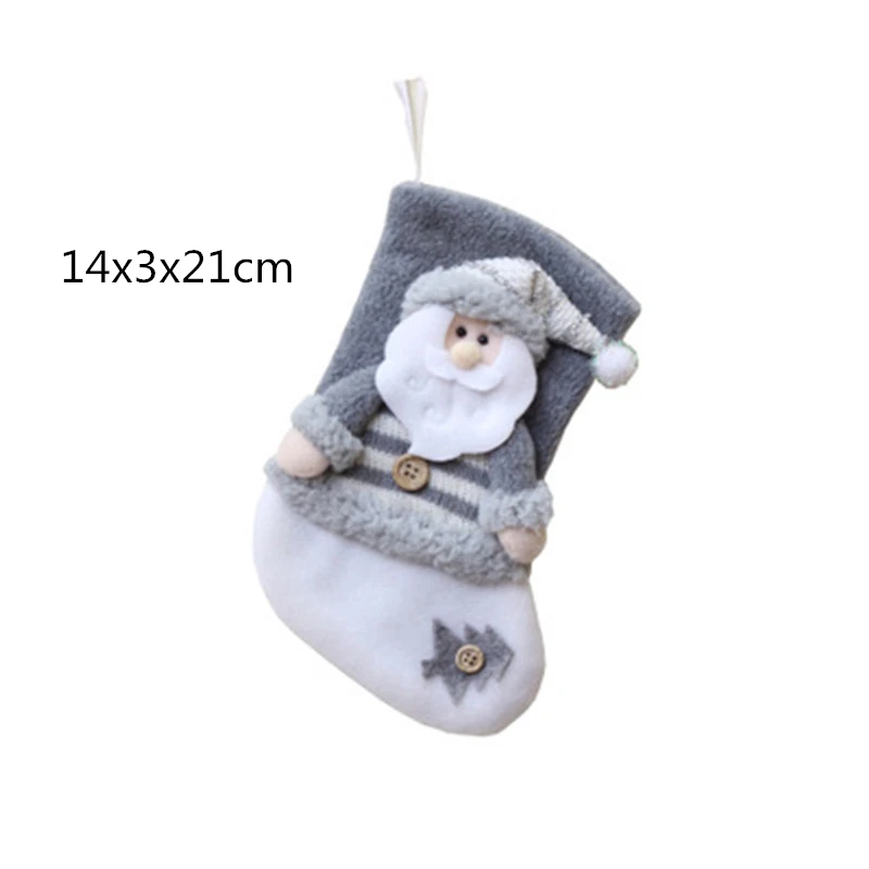 Christmas Socks Home Decoration Christmas Tree Ornaments Gray Santa Claus Elk Snowman Christmas Gift Bag Home Party Decor Hot - Цвет: 2pc E