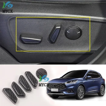 

For -Ford Escape Kuga 2020 2021 Car Accessories Carbon fiber style Interior Inner Seat Adjustment Switch Knob Button Cover Trim