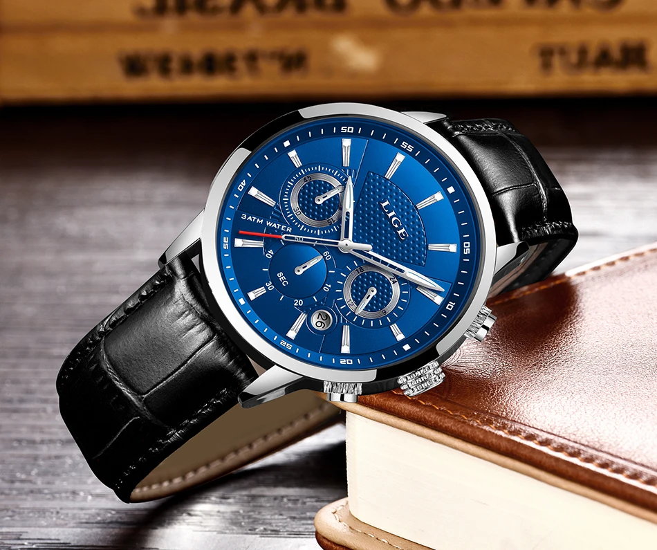 H1e7f53e2e13e43679206f8a6135f8e84G LIGE New Men Watch Top Brand Blue Leather Chronograph Waterproof Sport Automatic Date Quartz Watches For Mens Relogio Masculino
