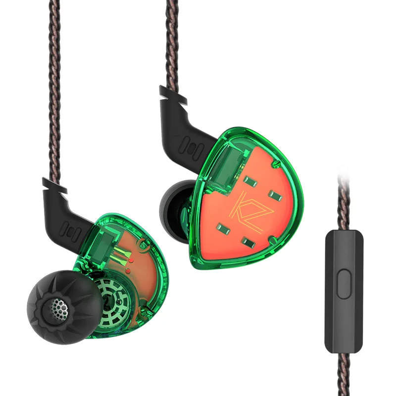 KZ ES4 сбалансированная арматура с динамическим наушником-вкладышем BA драйвер шумоподавление гарнитура с микрофоном KZ AS10 ZS5 ZS6 ZS10 BA10 - Цвет: Green with mic