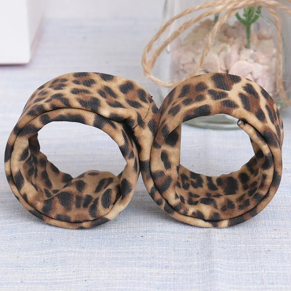 1 Pcs Leopard Print Hair Bun Maker Donut Styling Hair Fold Wrap Snap Accessories for Children Curler Roller Quick Dish Headbands - Color: F